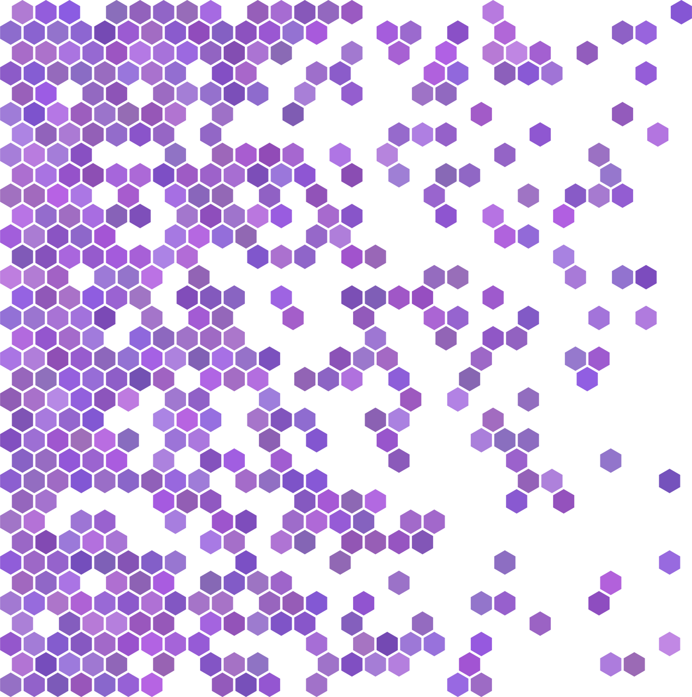 Purple hexagon halftone random background.